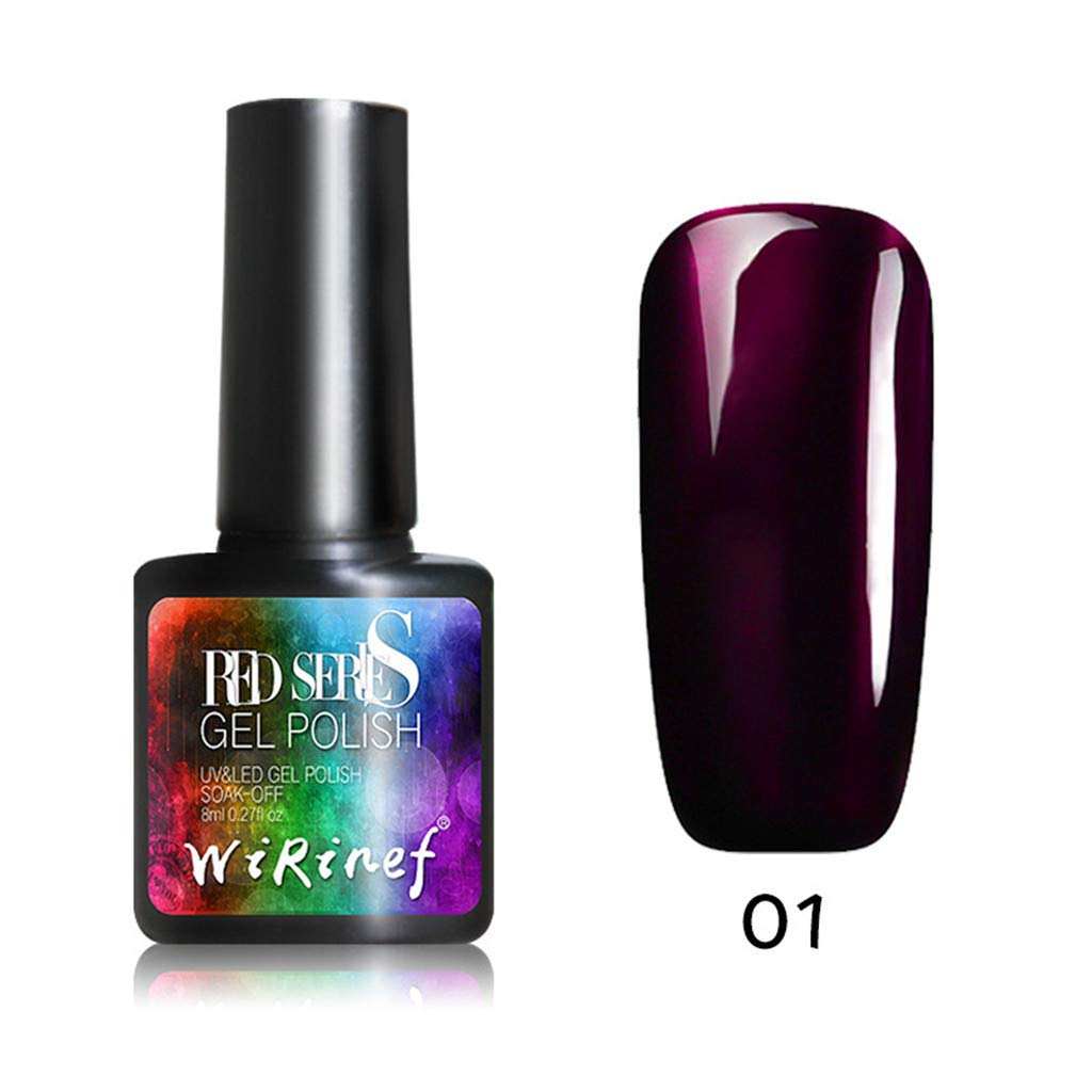 Shirazawa 8ml Metal Nail Polish Piece Color Gel Set, Gel Nail Gel Colors Nail Polish For Nail Design, Nail Art Wine Red Light Therapy Gel Long-lasting Painless Nail Gel Polish Glue UV LED New Fraction