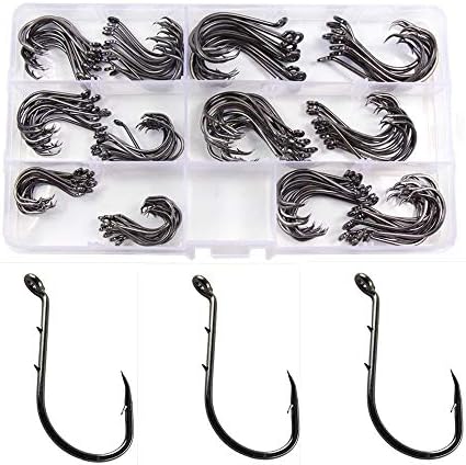 Luengo300pcs Fishing Hook Jig Fishing Hook Octopus Barb Fishing Hook Fishing Hook Bait Holder Fish Hook with 2 Baitholder Barbs Size 1/0 6/0
