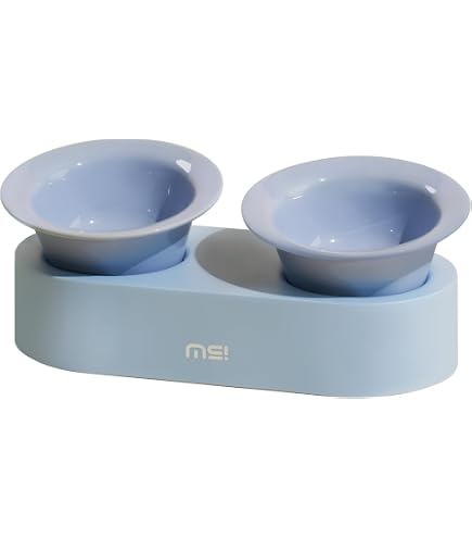MS!MAKE SURE Elevated Ceramic Cat Bowl - Adjustable Height, Anti-Slip, Whisker-Friendly, Pink