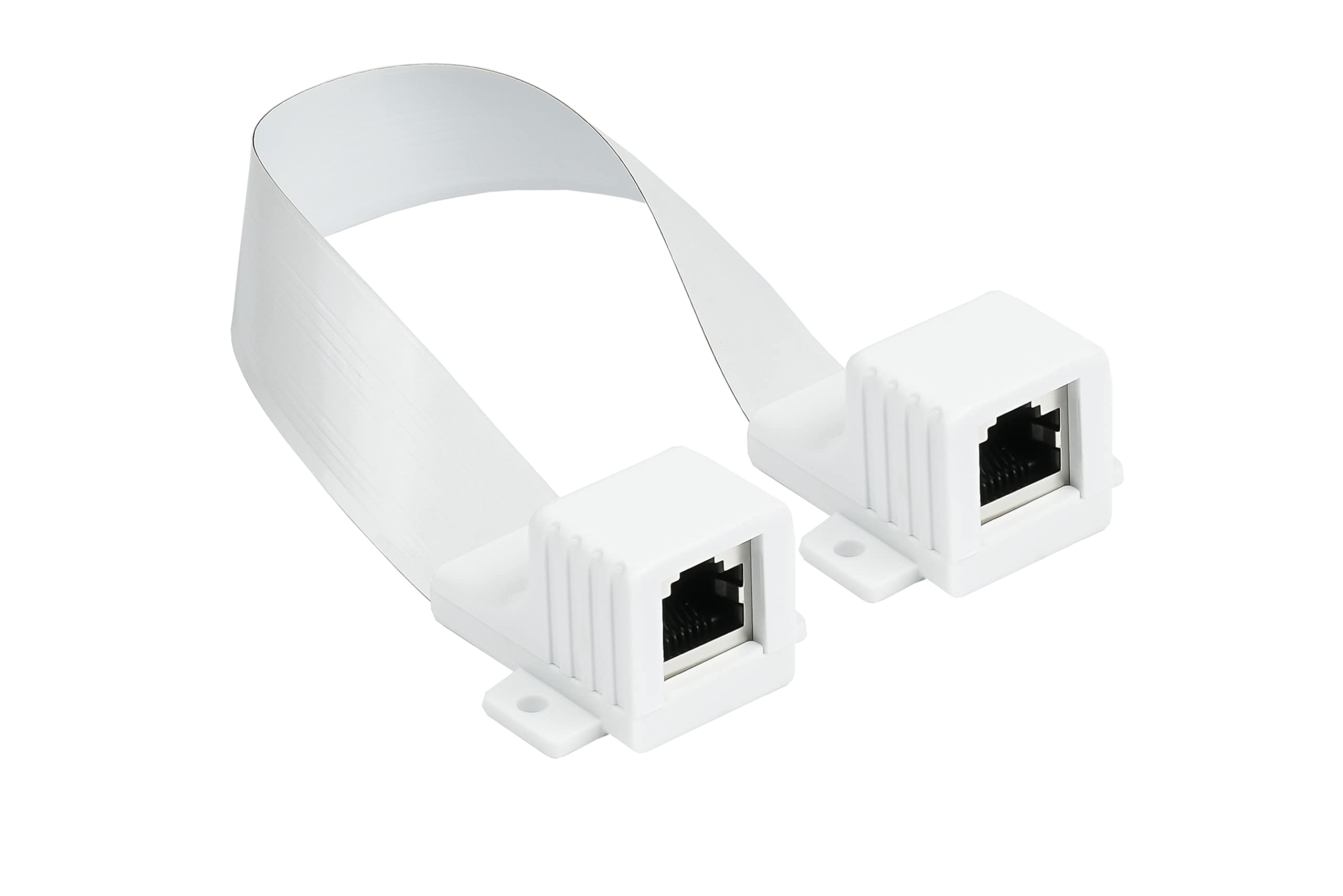 Good Connections RJ45 Ethernet LAN door/window feed-through, extremely flat, RJ45 socket on both sides, total length including plug 51.5 cm, flexible length 44.5 cm, white, length: 51-54 cm — image 1