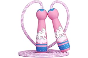 Kids Jump Rope Skipping Rope for Kids -Adjustable Cotton Jumping Ropes with Wooden Handle,Light Weight for Fitness Workout Ex