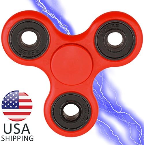 Kii Toy Tri-Spinner Fidget Finger Addictive Hand High Speed Fun Anxiety Stress Relieves (Red)