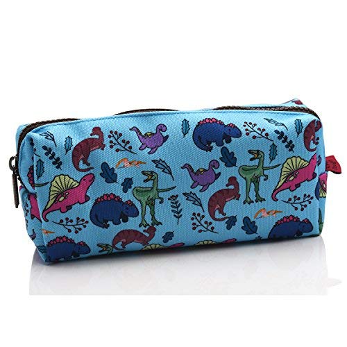 LParkin Dinosaur Pencil Case Canvas Pen Bag Pouch Stationary Case Makeup Cosmetic Bag Gadget Box School Supplies