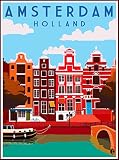 A SLICE IN TIME Amsterdam Dutch Holland Netherlands Europe Travel Art Wall Decor Collectible Poster Advertisement Print. Poster measures 10 x 13.5 inches