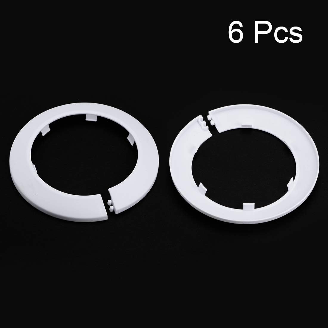 sourcing map 89mm Pipe Cover Decoration PP Plastic Water Pipe Escutcheon White 6pcs, 90 mm - Image 3