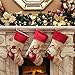 WEWILL Lovely Christmas Stockings Set of 3 Santa, Snowman, Reindeer, Xmas Character 3D Plush Linen Hanging Tag Knit Border, 17 Inch