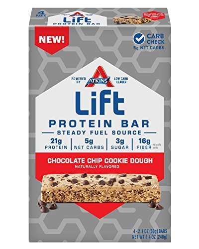 Atk Bar Lft Prt Chc Chp C Size 8.46z Atkins Lift Protein Bars Chocolate Chip Cookie Dough 4pk