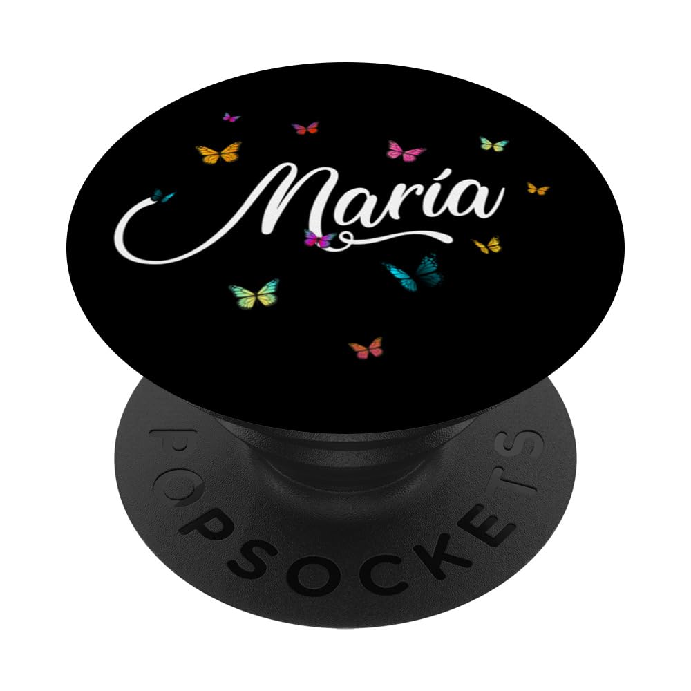 MARÍA - Adorable girl name with colorful Butterlies PopSockets Swappable PopGrip