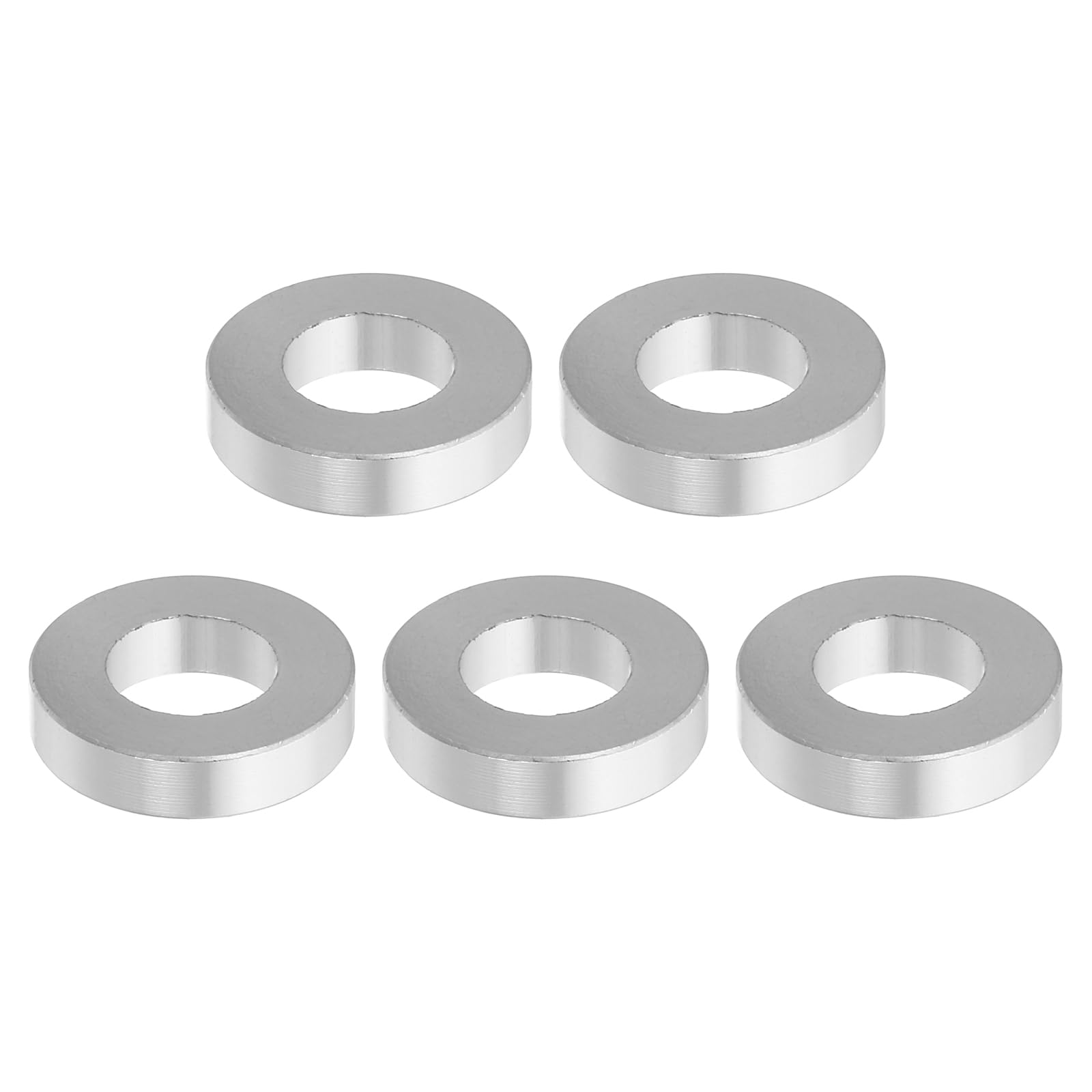 PATIKIL M10 Aluminum Spacers, 5 Pcs Metal Spacer Aluminum M10 X3/4"OD X3/16"L Aluminum Spacer Screw Standoff Round for 3/8" or M10 Screw Bolts, Silvery