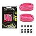 Xpand No Tie Shoelaces System with Reflective Elastic Laces - Neon Pink - One Size Fits All Adult and Kids Shoes