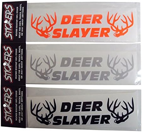 Graphic Designs DEER SLAYER with 2 Buck Heads Vinyl Decal Sticker, 124