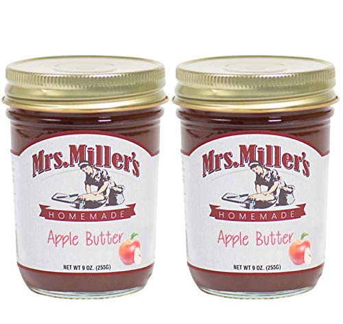 Mrs. Miller's Amish Homemade Apple Butter 9 Ounces - Pack of 2 (No Corn Sugar)