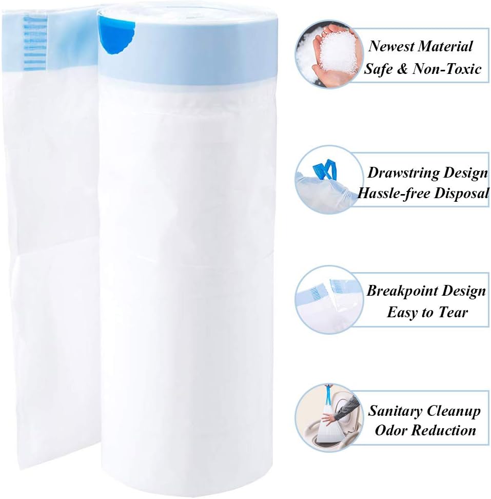 Commode Liners, Bearals Commode Bags Bedside Commode Liners Disposable for Adult Commode (Pack of 60): Health & Personal Care