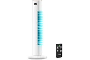 FOHERE Tower Fan for Bedroom, Quiet Oscillating Floor Fans with 70°, Remote Control, 3 Modes, 3 Speeds, 12H Timer, 30" Bladeless Standing Fan for Home, Office, Living Room, White