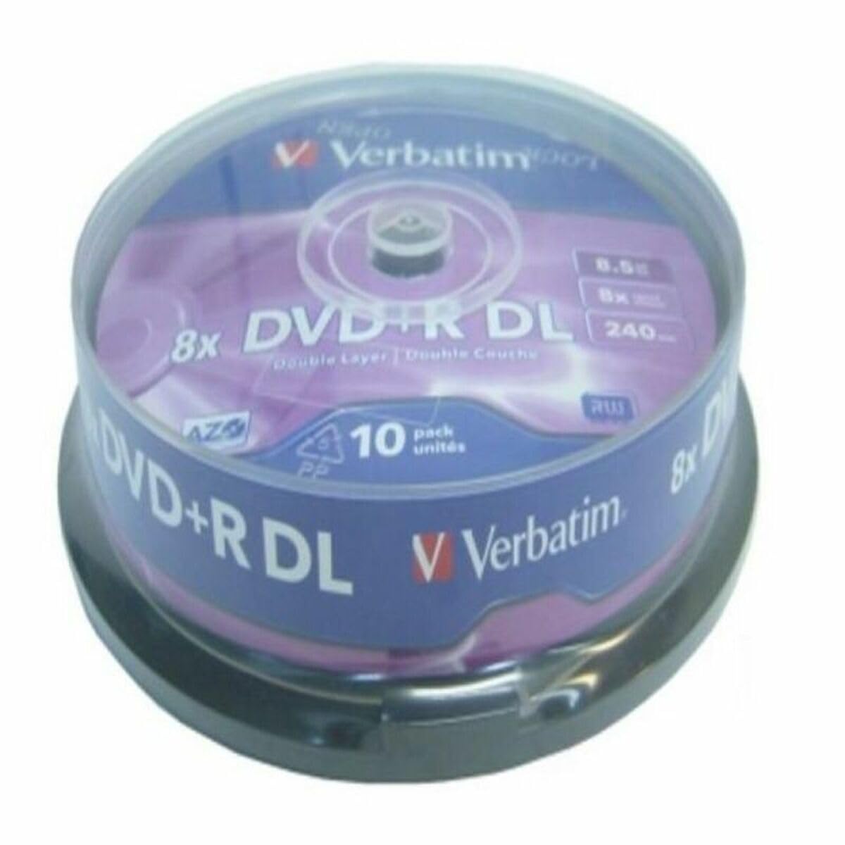 Verbatim DVD+R, 8.5 GB, 8x Double Layer Spindle, Pack of 10