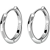 Men's Earring Hoop 925 Sterling Silver Hoop for Men Round Huggie Mens Hoops Earrings Ear Piercings