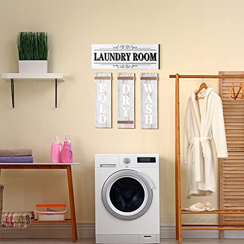 4 Pieces Home Vintage Laundry Room Canvas Wall Art, Rustic Laundry