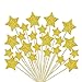 Laviee 60 PCS Cupcake Gold Star Cake Toppers for Wedding Birthday Baby Shower Party Valentine's Day Decoration, 60Pack