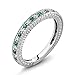 Sterling Silver Green Simulated Emerald & White Created Sapphire Women's Anniversary Wedding Band Ring (Available 5,6,7,8,9)