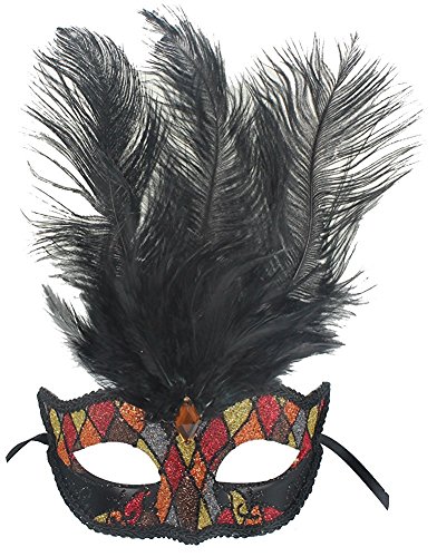 Hagora, Women's Carnival Dancing Queen Dominant Black Tone Feathered Mask - Image 4
