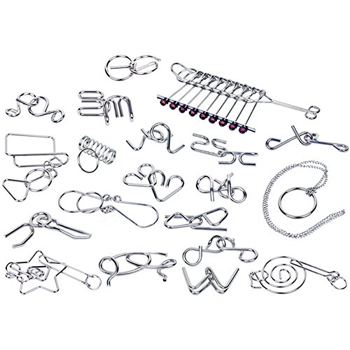 Metal Wire Puzzle Set Brain Teaser Iq Test Kids Adults Challenge