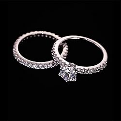 SWEETSHION 2PCS Couple Diamond Rings, Luxury