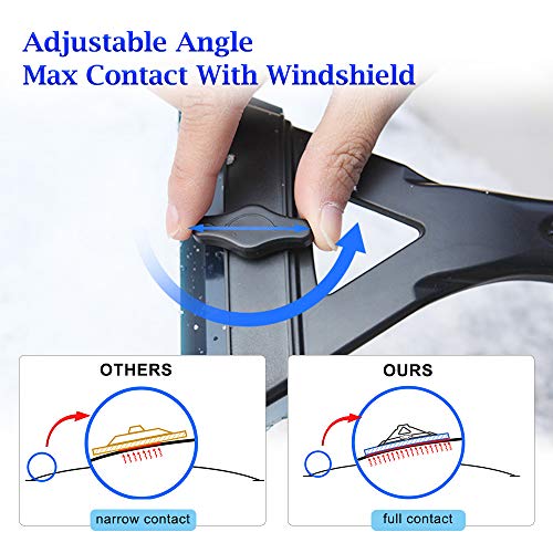 Ice Scraper for Car - Max Full Contact Windshield Scraper |5.5" Widest Shape Adjust Blade| Snow Scraper Shovel for Car No Scratches Quick Removal,Time &Labor Saving - Thumbnail 2