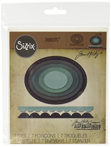 Sizzix 661188 Stitched Ovals Thinlits Die Set by Tim Holtz (7/Pack)