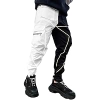 Men's Techwear Cargo Jogger Pants | Hip Hop Harem Sweatpants With Multiple Pockets, Black/White L - View #9