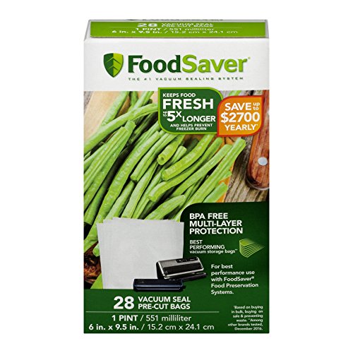 FoodSaver 1Pint Precut Vacuum Seal Bags with BPAFree Multilayer