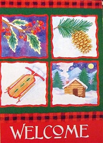 I Heart Snow Welcome Winter Garden Flag Double Sided Yard Banner 12.5" x 18"