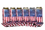 QualityPerfection 6 American Flag in The Wind Neoprene Can Coolers Collapsible 16oz Tall Can Coolers Party Perfect Party Supplies for Insulating,BBQ,4th Of July,Gifts,Events