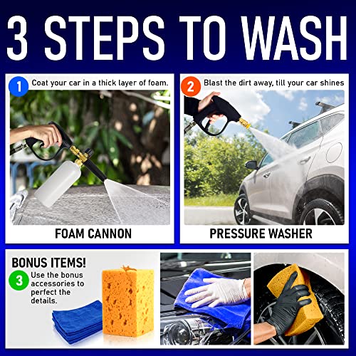 Scuddles Foam Cannon for Pressure Washer Car Wash Foam Gun Upgraded