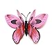 Topixdeals 36pcs 3D Double Wings Butterfly Stickers Making Stickers Wall Stickers Crafts Butterflies with Sponge Gum and Pins (Pink)