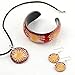 Chuvora Hand Blown Venetian Murano Glass Red with Yellow Flower Pendant Necklace, 18-20 inches