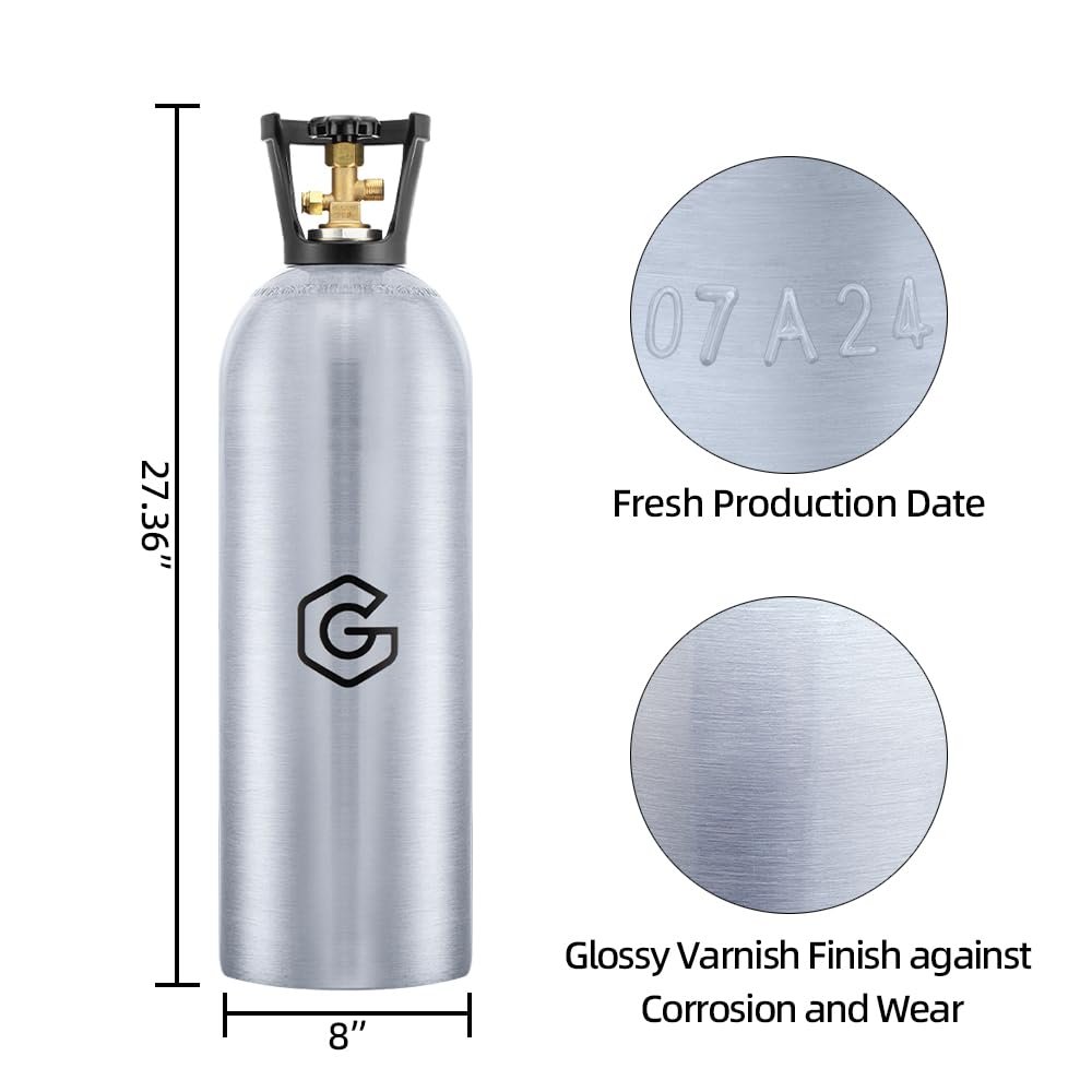 GANCOWISE 20lb Aluminum New CO2 Tank, DOT Approved Gas Cylinder with CGA 320 Valve for Kegerators and Draft Beer Dispensing
