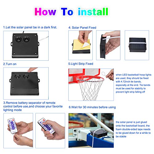 Solar LED Basketball Hoop Light, Remote Control Basketball Rim Led