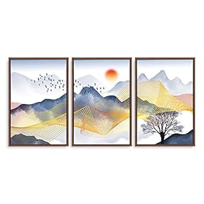 Framed Abstract Landscape Home Artwork for Living Room...