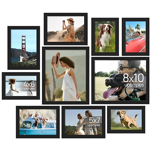 Beauenty 10 Pack Picture Frames for Wall Decor Living Room, Multi Sizes 4x6, 5x7, 8x10 Photo Frames for Room Decor and Wall Art, Classic Black Home Decor Frames
