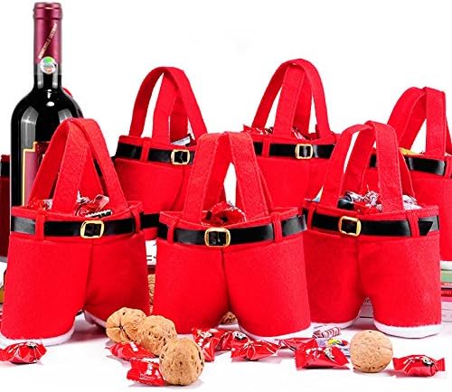 Santa Pants Gift and Christmas Candy Treat Bags Baskets Gift Wrap for Wedding Holiday New Year Holiday Christmas Decorations,Pack of 6