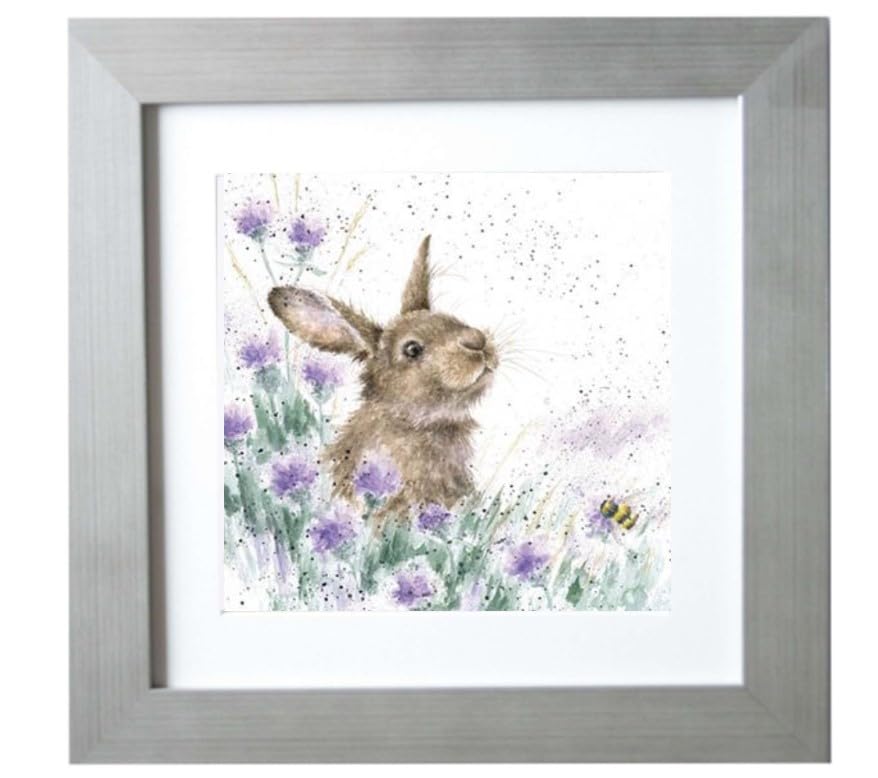 Wrendale Designs "The Meadow Rabbit Mounted Framed Picture (Silver)