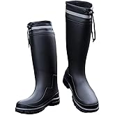 Ovyuzhen Rain Boots for Men Knee High Waterproof Garden Boots Mens Rubber Shoes with PVC Comfort Lightweight Work Mud Boots Resistant Durable Slip for Gardening Fishing Farming