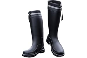 Ovyuzhen Rain Boots for Men Knee High Waterproof Garden Boots Mens Rubber Shoes with PVC Comfort Lightweight Work Mud Boots Resistant Durable Slip for Gardening Fishing Farming
