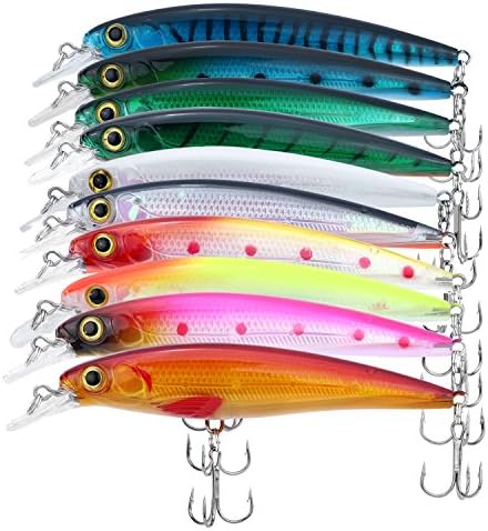 Discover Fish Fishing Lures Bass Trout Muskie Minnow Topwater Hard Plastic Swimbaits Lifelike Artificial Mens Pro Fish Lure Baits withTreble Borb Hooks Freshwater Saltwater