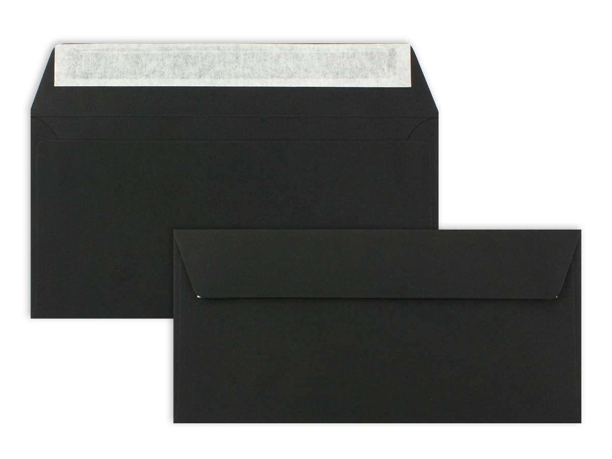 Envelopes DIN Long – Black – 110 g/m²; 220 x 110 mm – Very Stable – Self-Adhesive – Quality Brand: Neuser Colourful dl black — image 1