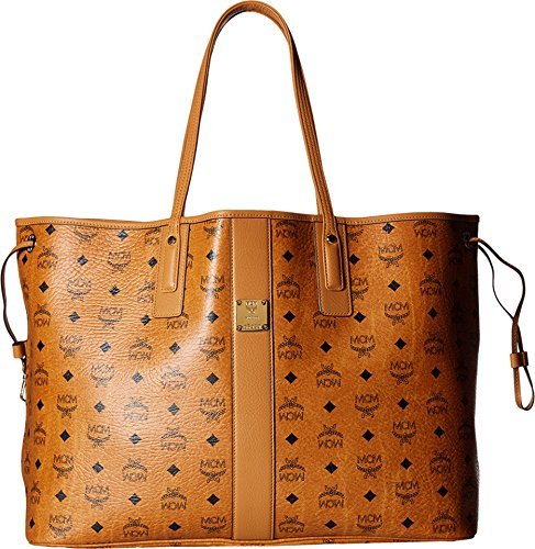 Mcm women s large liz shopper tote, cognac, one size
