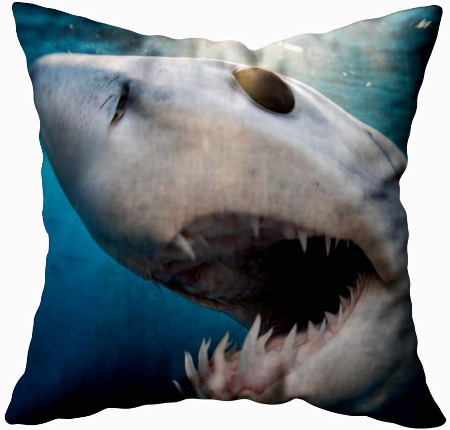 Jesmacti Christmas Decorative Pillow Covers,Decorative Pillow Case Cover Shark Diving in The Sea of with Coast Cabo San Mexico a Mako Indoor and Outdoor Use,Contour Throw Pillow Covers 18X18 Inches