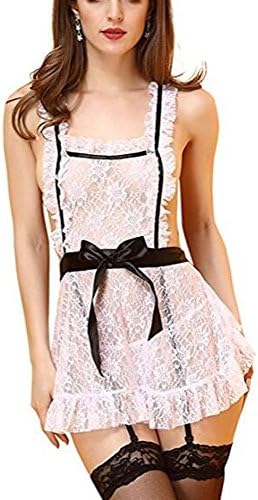 Flovey Women Sexy Lingerie French Maid Costume Cosplay Uniform Plus Size (L)