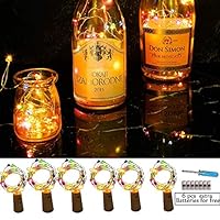 LOGUIDE Wine Bottle Lights With Cork,Warm White 6 Pack Battery Operated LED Cork Shape Silver Wire Colorful Diamond Mini String Lights for DIY, Party, Decor, Christmas, Halloween,Wedding(6.5ft 20 LED)