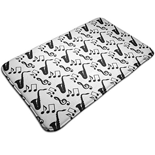 WOWINNER Musical Music Saxophone Doormat Entrance Floor Rug Indoor Mat Non-Slip Flannel for Bedroom Bathroom Living Room Kitchen Home Decorative